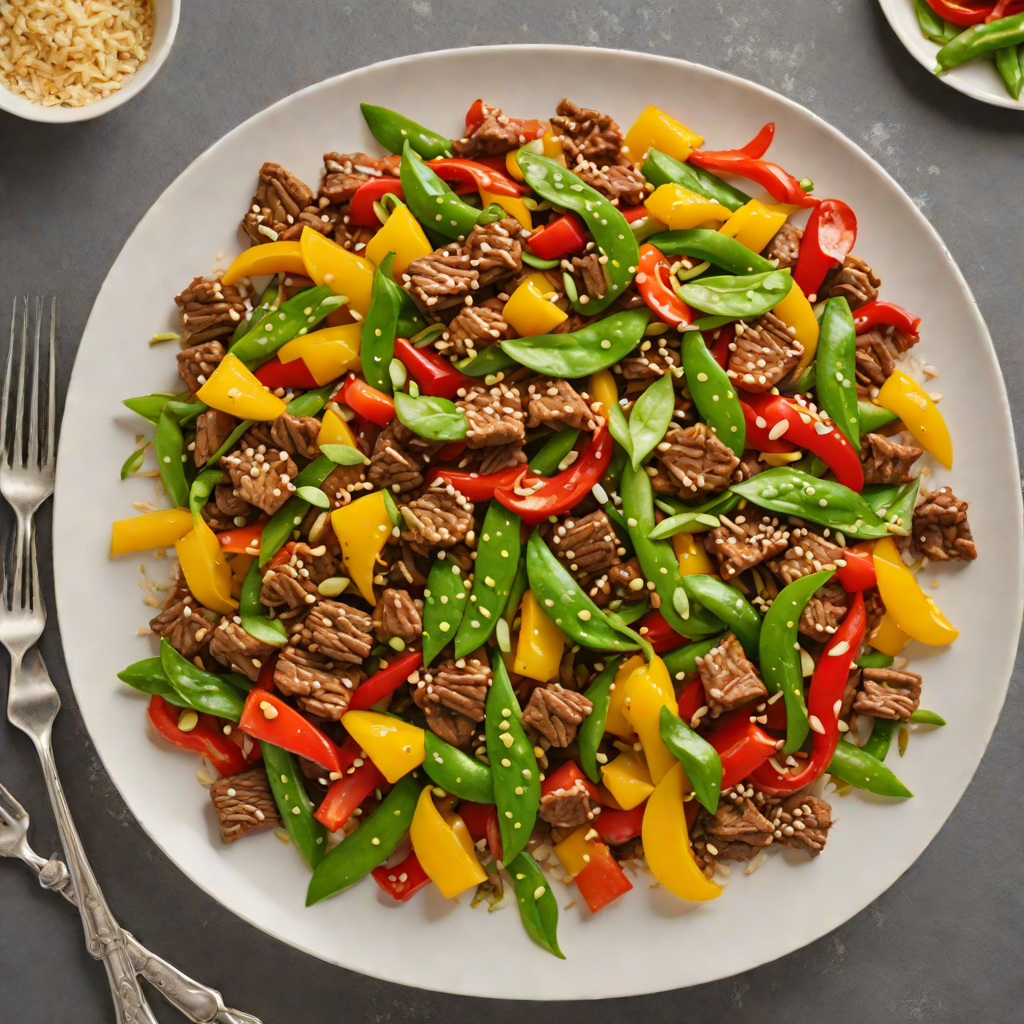 Stir-Fried Ginger Beef with Snow Peas and Bell Peppers