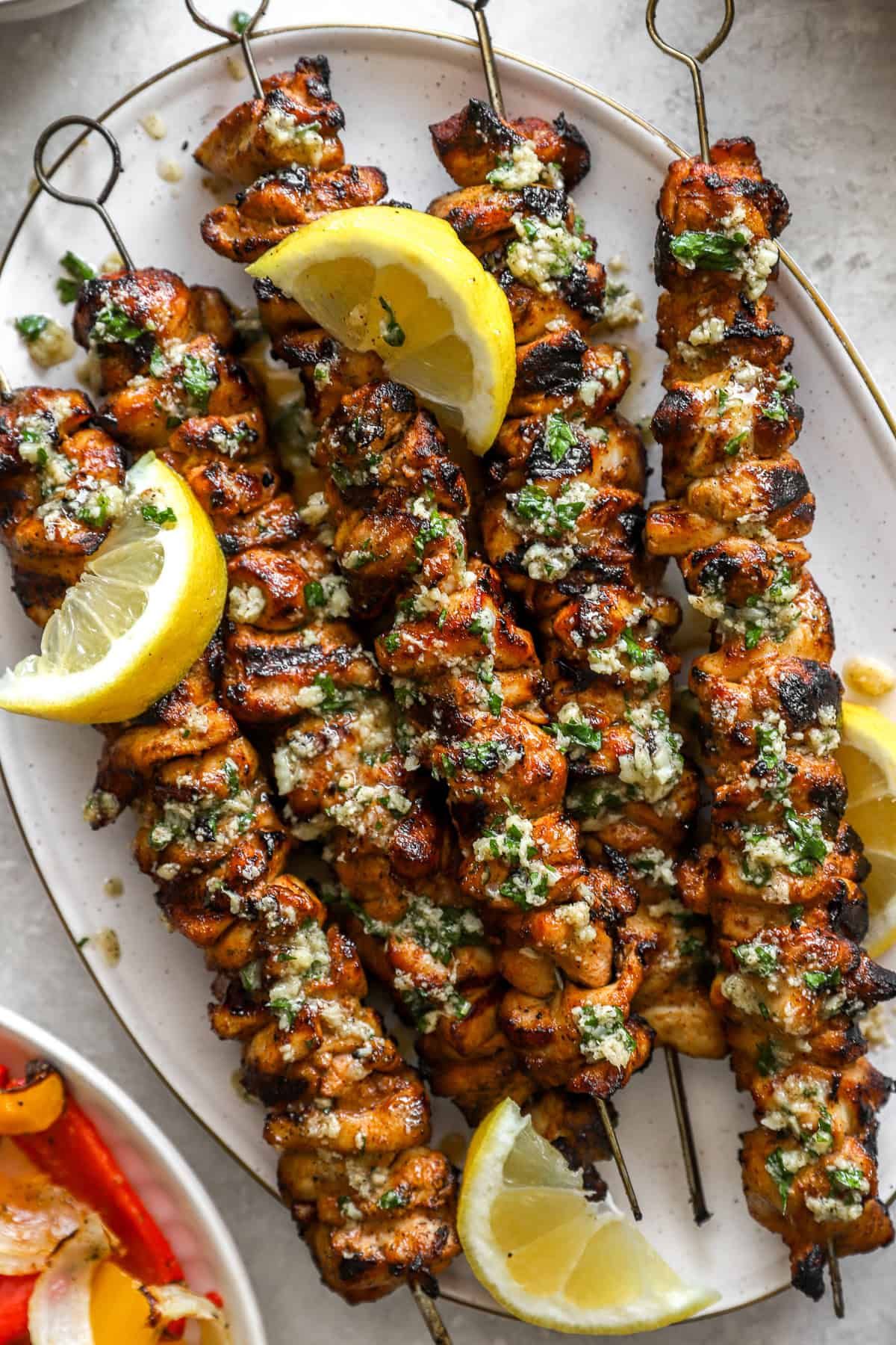 Vinegar-Marinated Grilled Chicken Skewers with Garlic