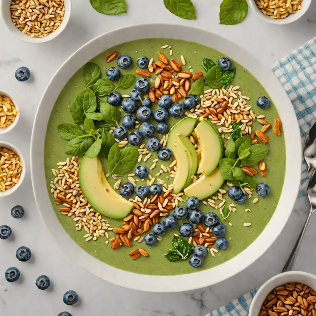 Behavioral Health Wellness Smoothie Bowl with Blueberry and Spinach