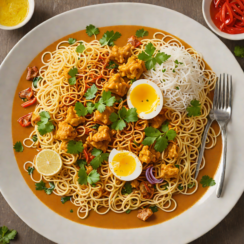Khao Soi-Inspired Coconut Curry Noodles with Crispy Egg Noodles