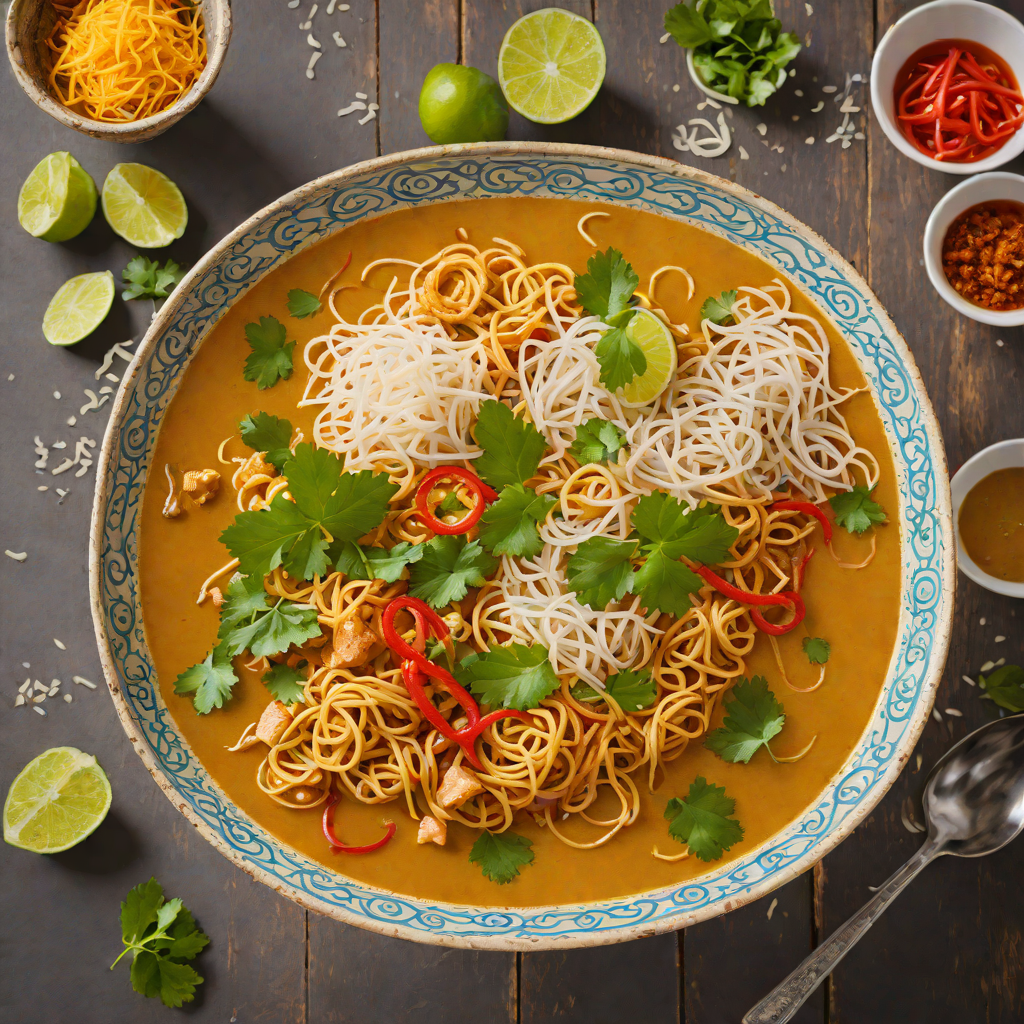 Khao Soi-Inspired Coconut Curry Noodle Soup with Green Papaya Salad