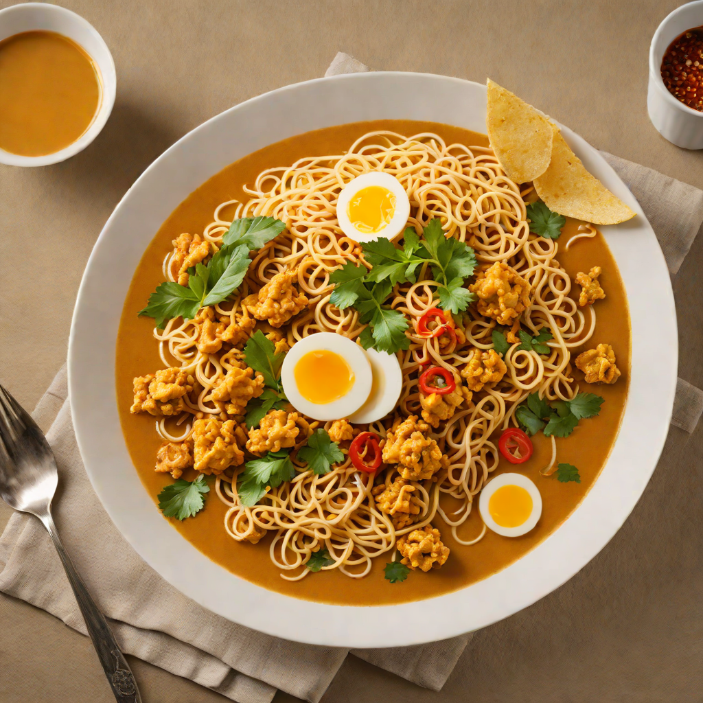Khao Soi-Inspired Curry Noodle Soup with Crispy Egg Noodles