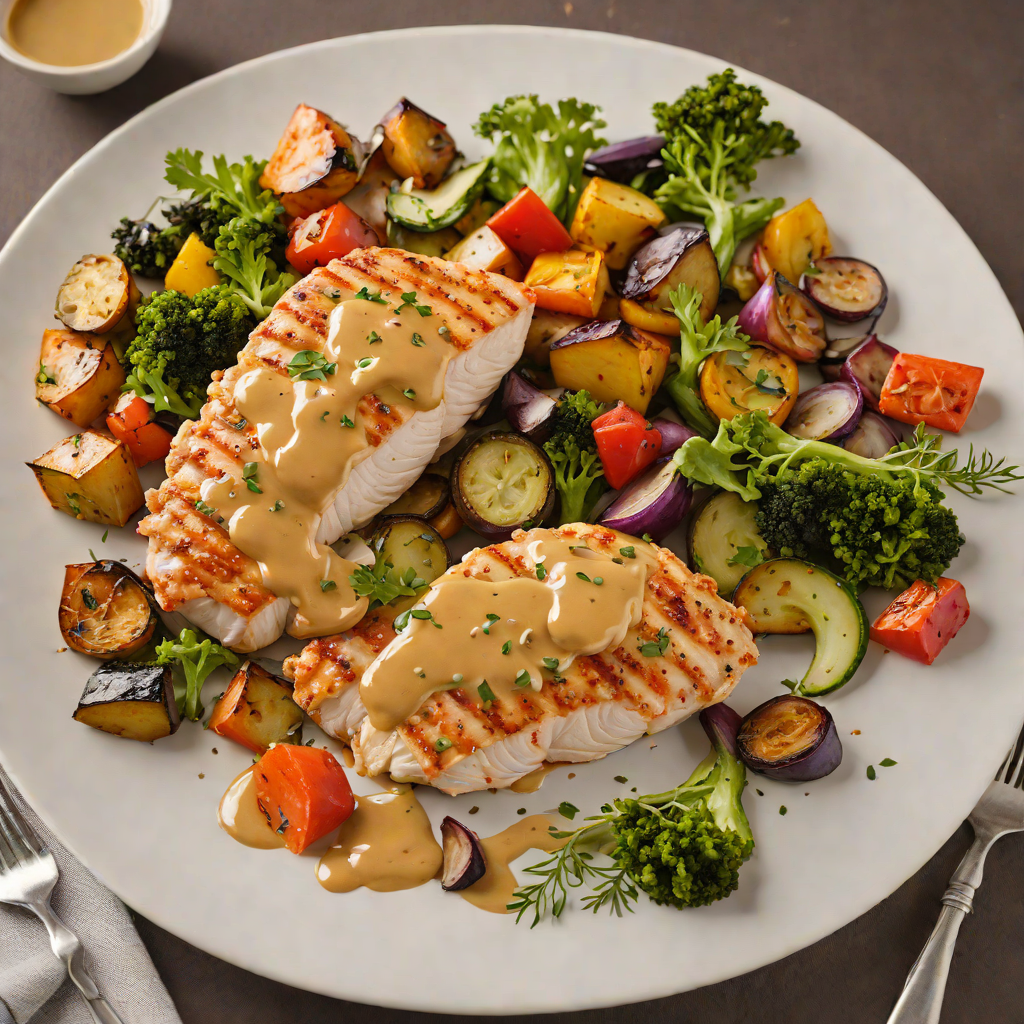 Sautéed Chicken Breast with Honey-Mustard Glaze and Roasted Vegetables
