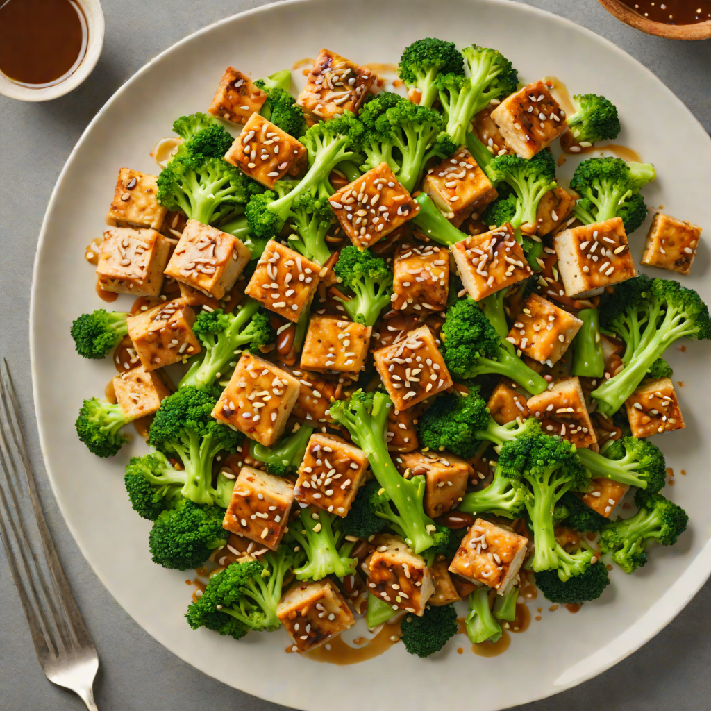 Crispy Tofu Stir-Fry with Garlic-Ginger Sauce and Broccoli