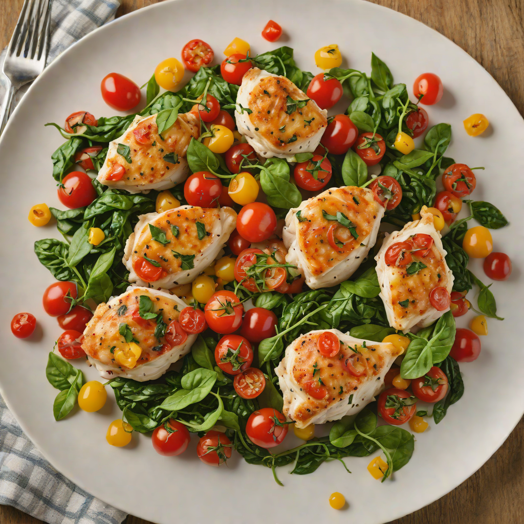 Sautéed Chicken with Spinach and Marinated Cherry Tomatoes