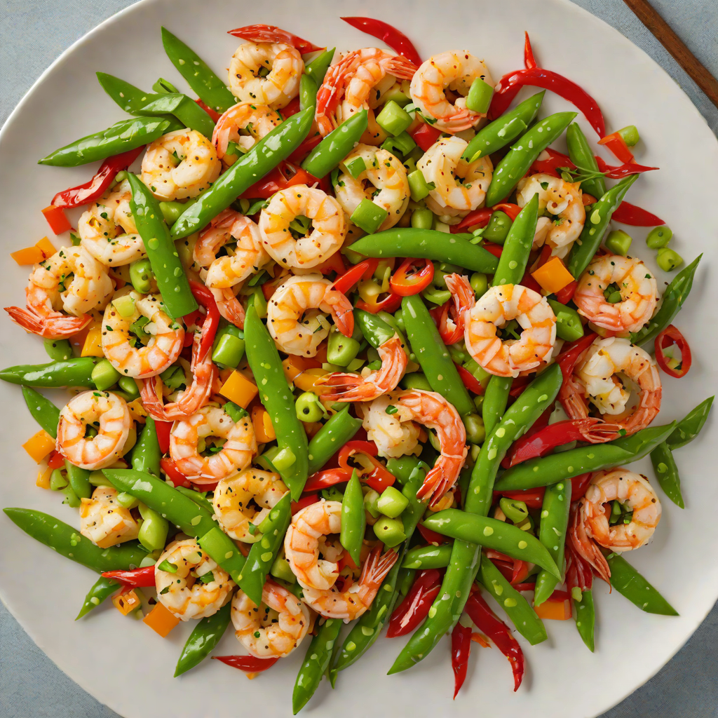 Lemon-Garlic Shrimp Stir Fry with Snap Peas and Red Bell Pepper