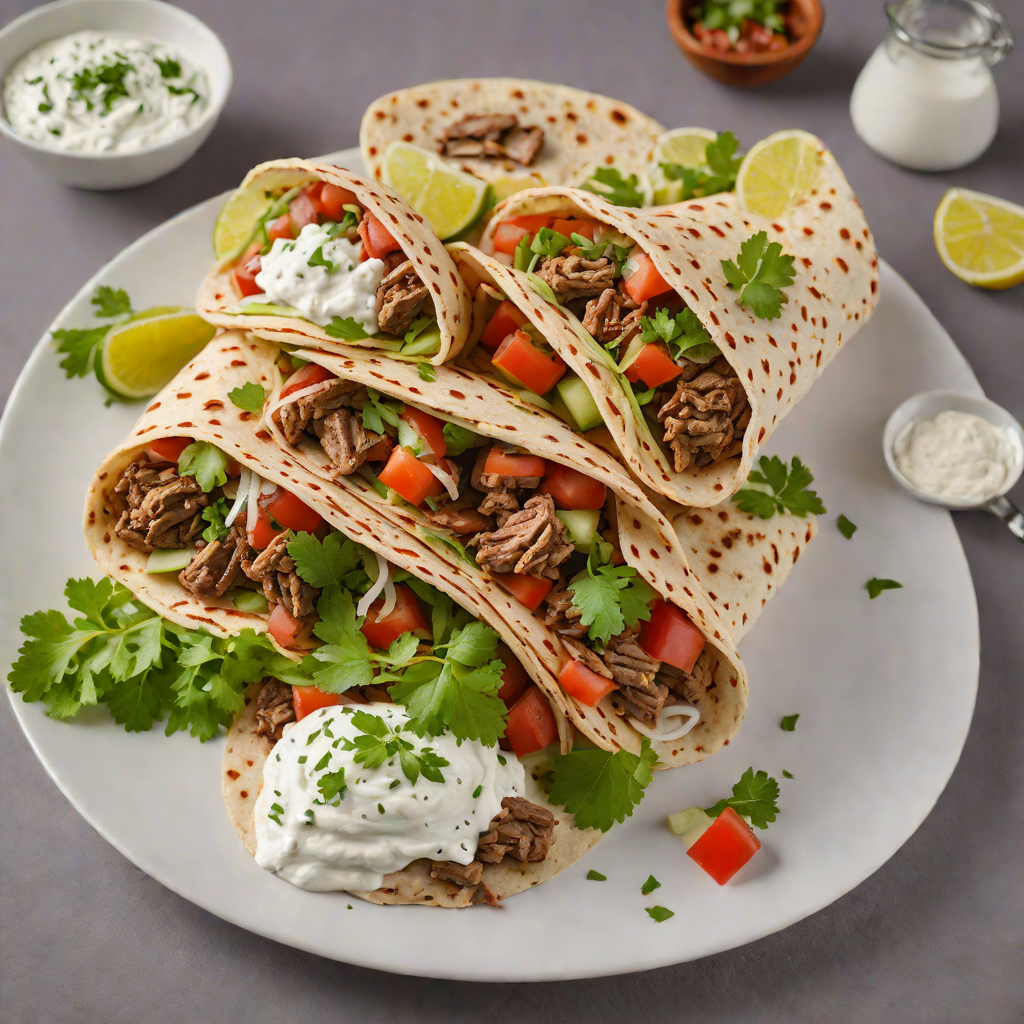 Slow-Cooked Lamb Gyro with Tzatziki and Warm Pita
