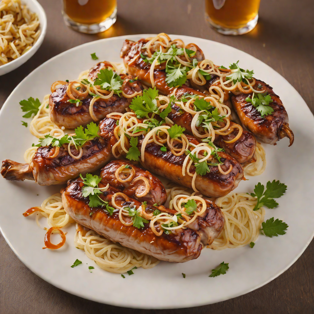 Beer-Marinated Grilled Bratwurst with Caramelized Onions
