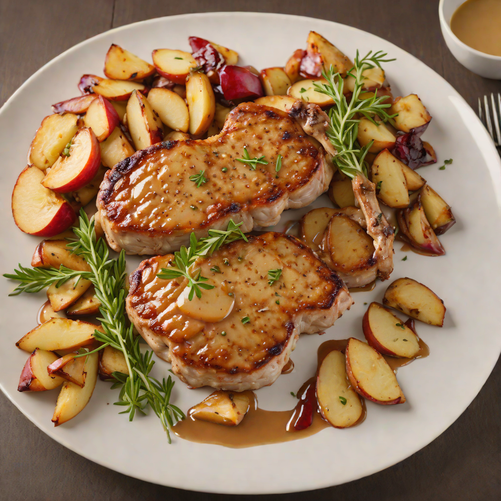 Pan-Seared Pork Chops with Maple Dijon Glaze and Sautéed Apples