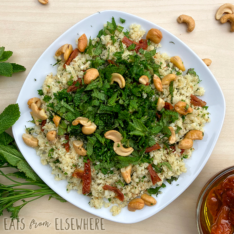 Sautéed Cauliflower Rice with Spinach and Sun-Dried Tomatoes