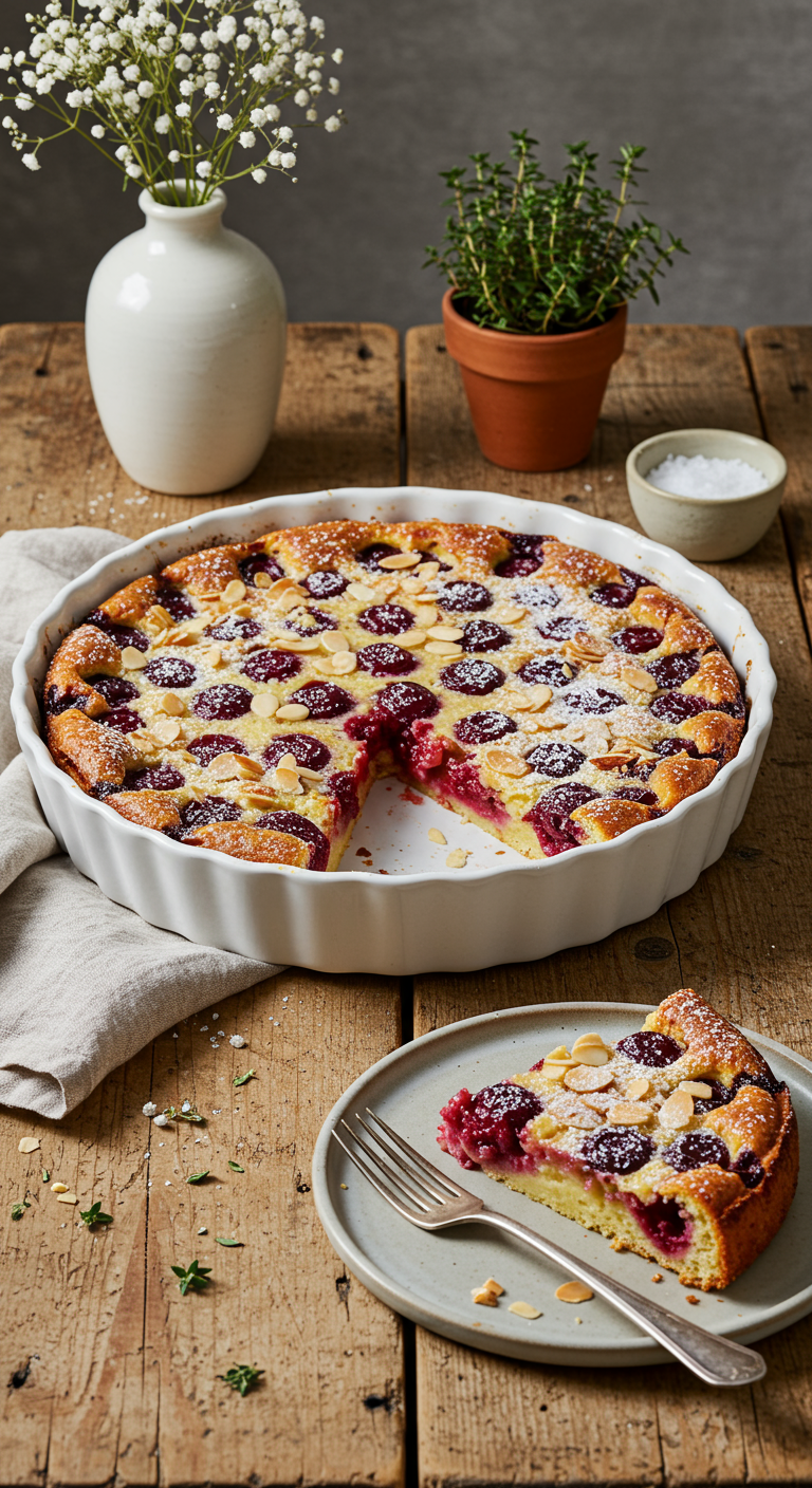 Rustic Almond and Cherry Clafoutis