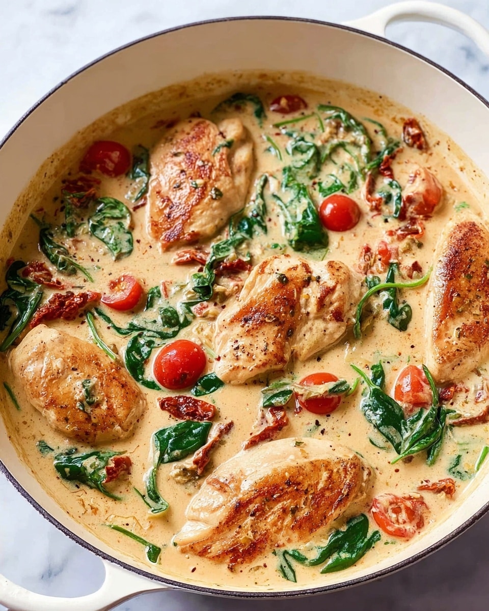 One-Pan Creamy Tomato and Spinach Chicken Breast