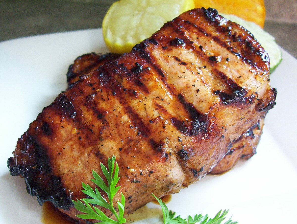 Grilled Citrus-Marinated Pork Chops with Mango Salsa