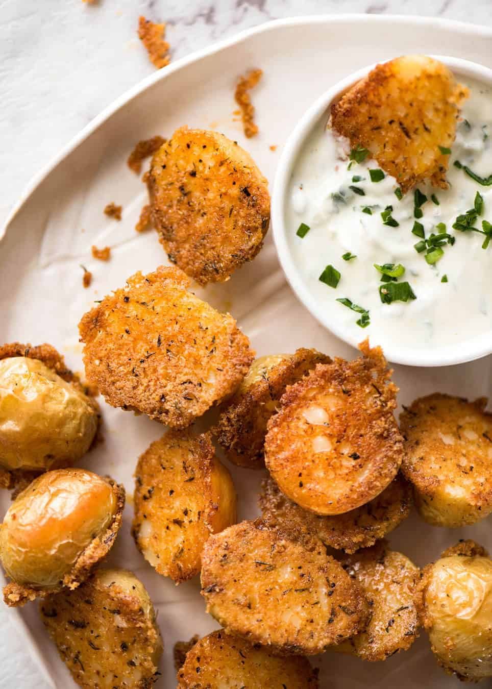 Oven-Baked Parmesan Potato Chip Chicken Fries