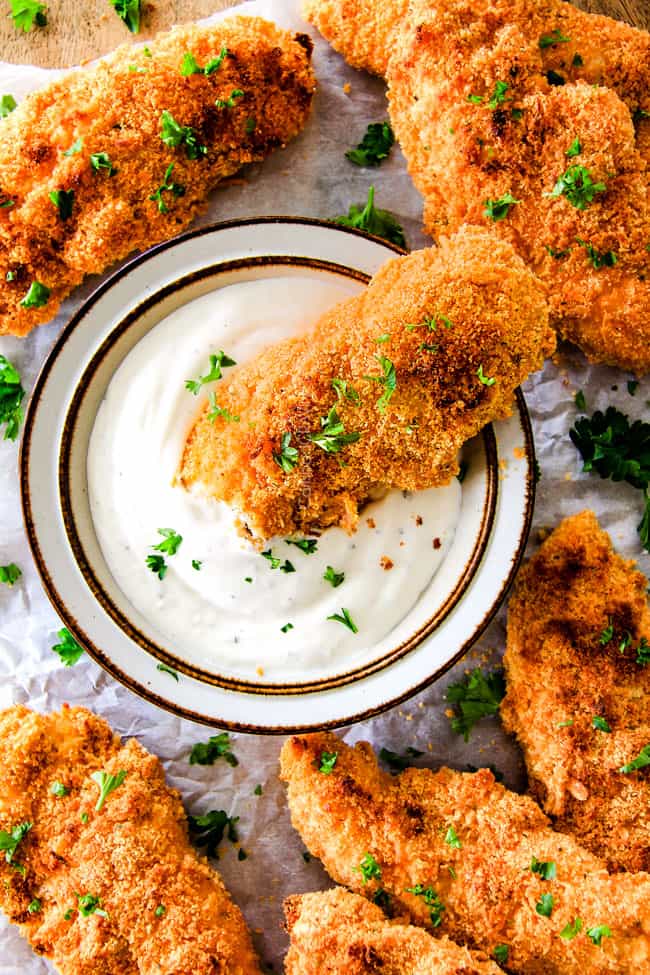 Pan-Seared Chicken Tenders with Cheddar and Herb Dip