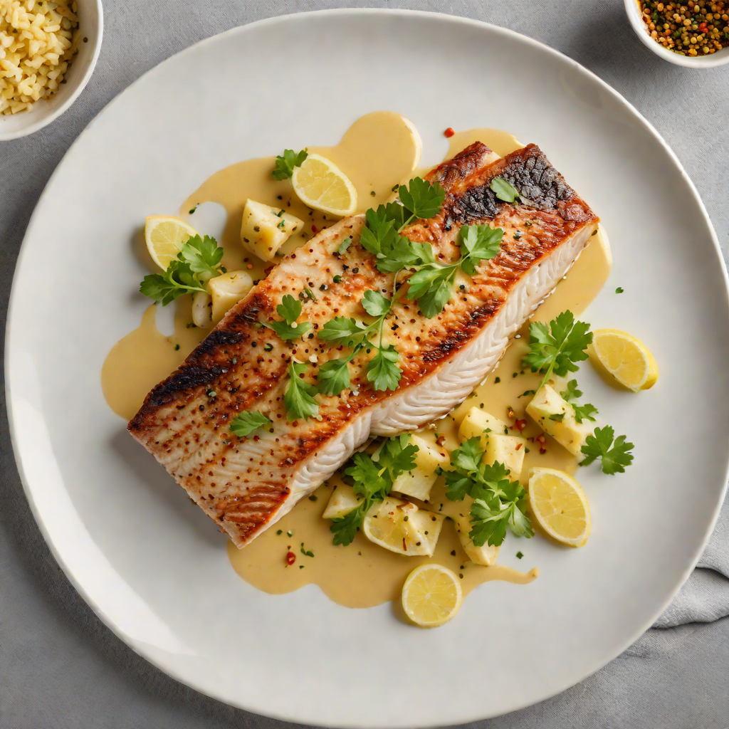 Barramundi Fillet Pan-Seared with Finger Lime Butter Sauce