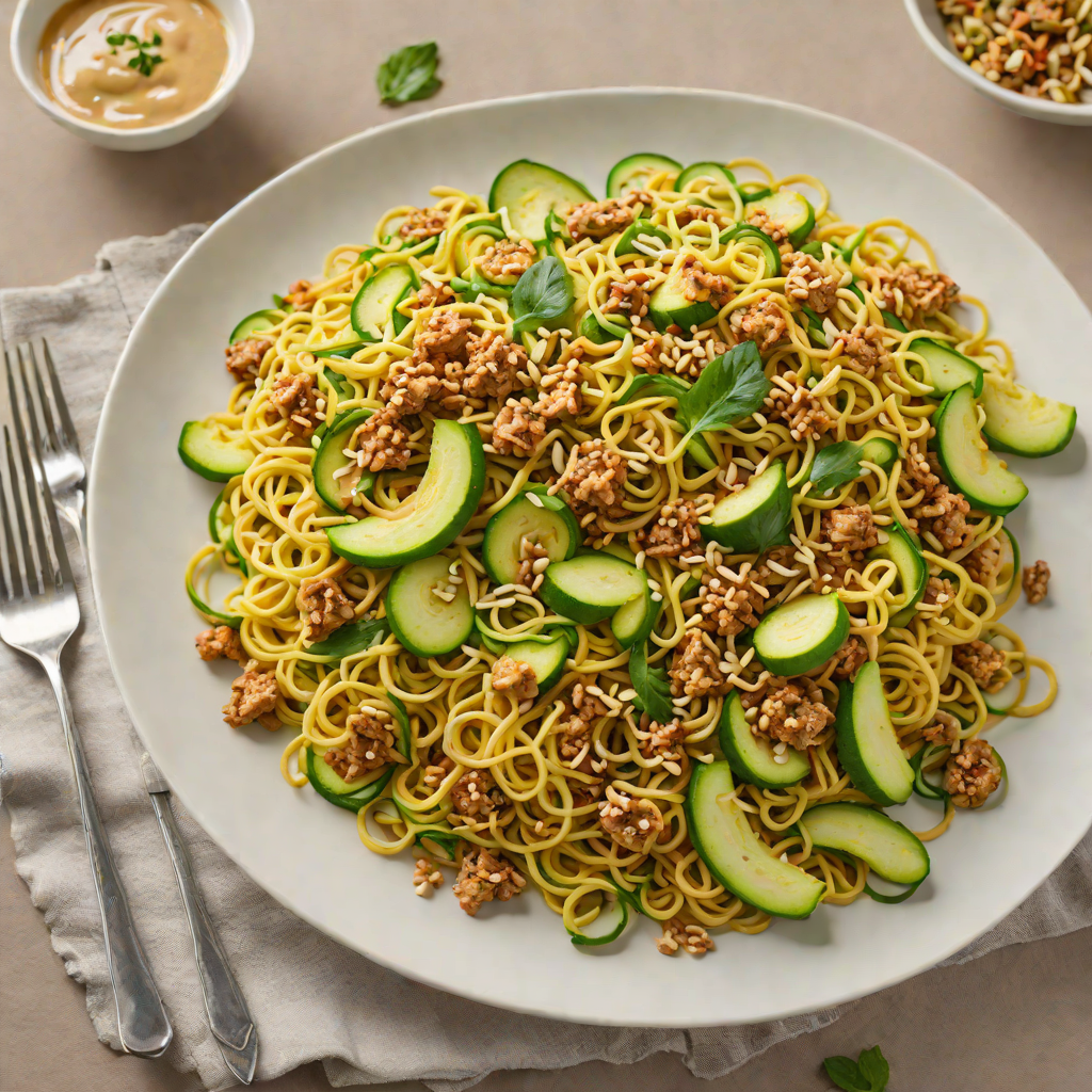 Zucchini Noodle Stir-Fry with Ground Turkey and Cashew-Free Sauce