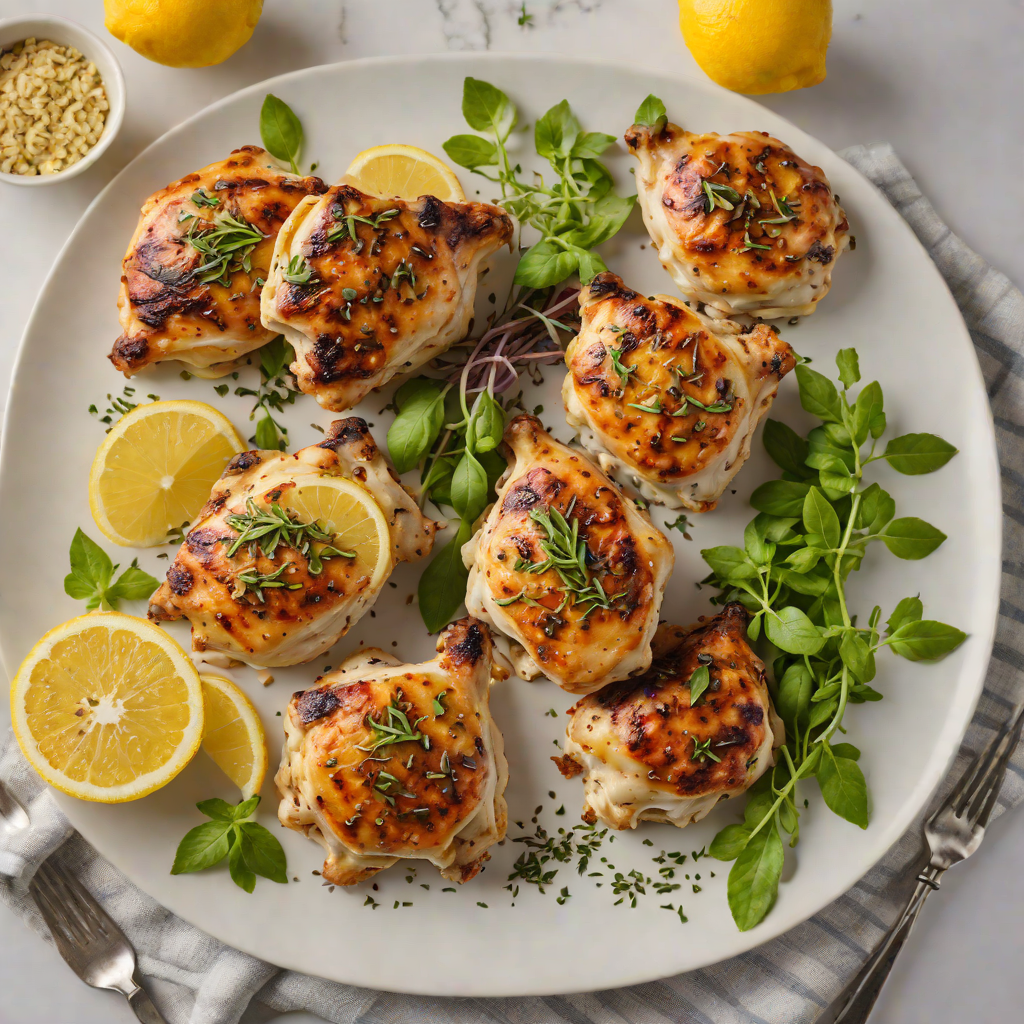 Grilled Lemon-Garlic Chicken Thighs with Oregano