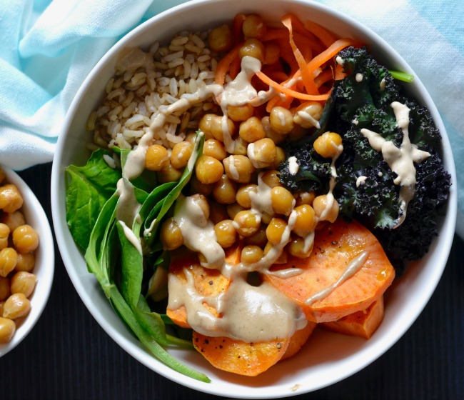 Golden Turmeric Chickpea & Sweet Potato Bowl with Coconut Lime Dressing