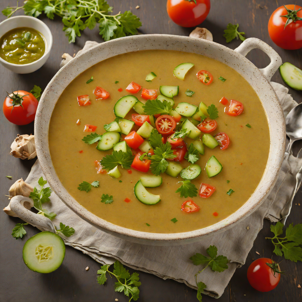 Olive Oil and Garlic Gazpacho with Fresh Tomato and Cucumber