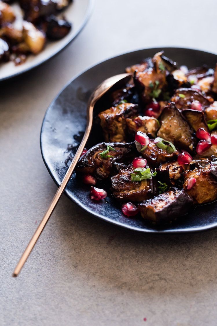 Tangy Roasted Eggplant with Pomegranate Molasses Glaze