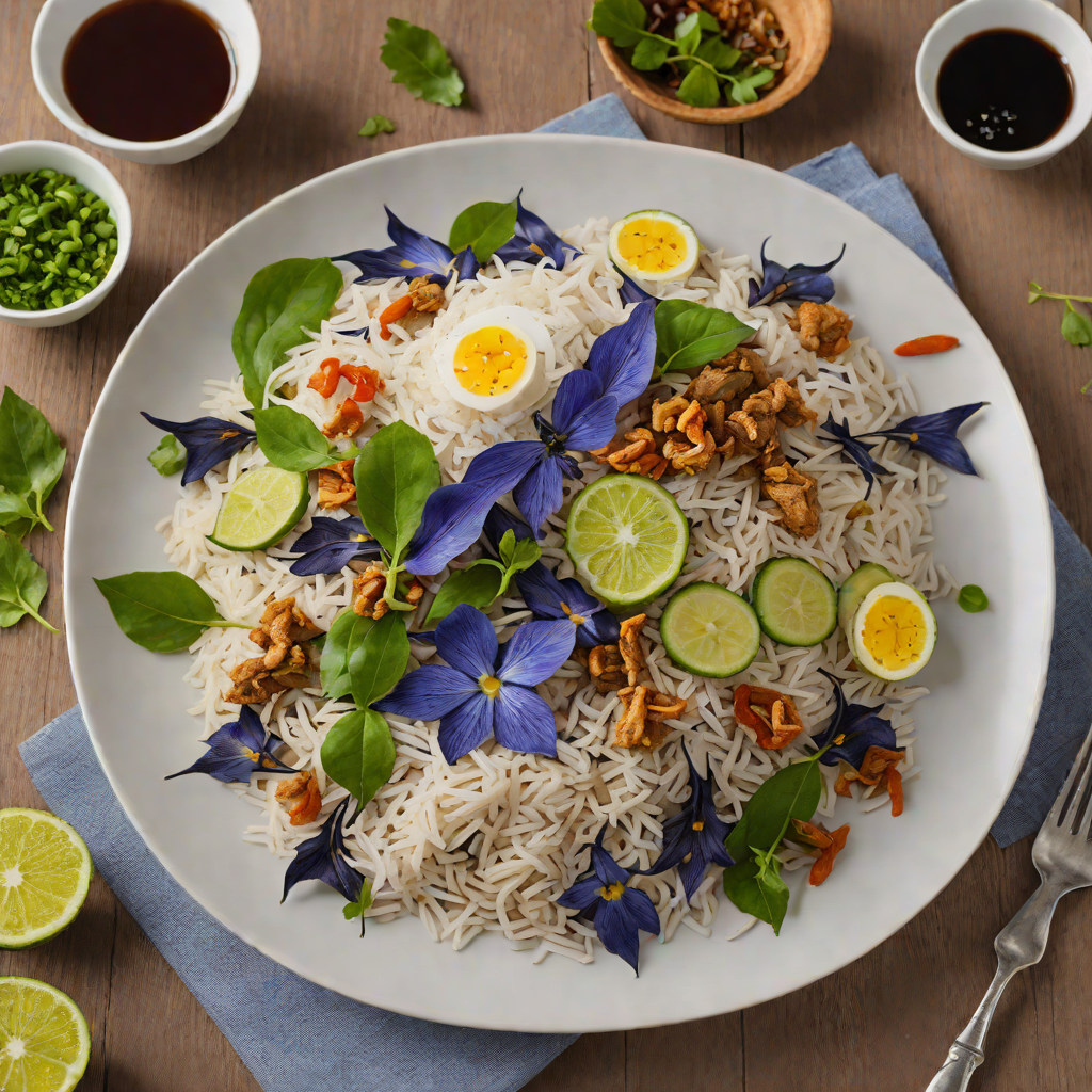 Kelantan-Style Nasi Kerabu with Blue Butterfly Pea Rice