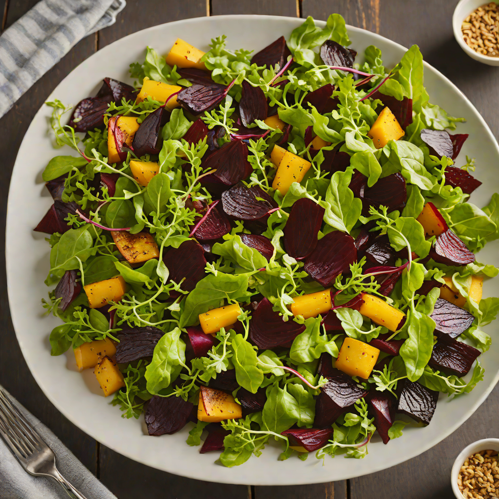 Wabash Valley Summer Salad with Local Greens and Roasted Beets