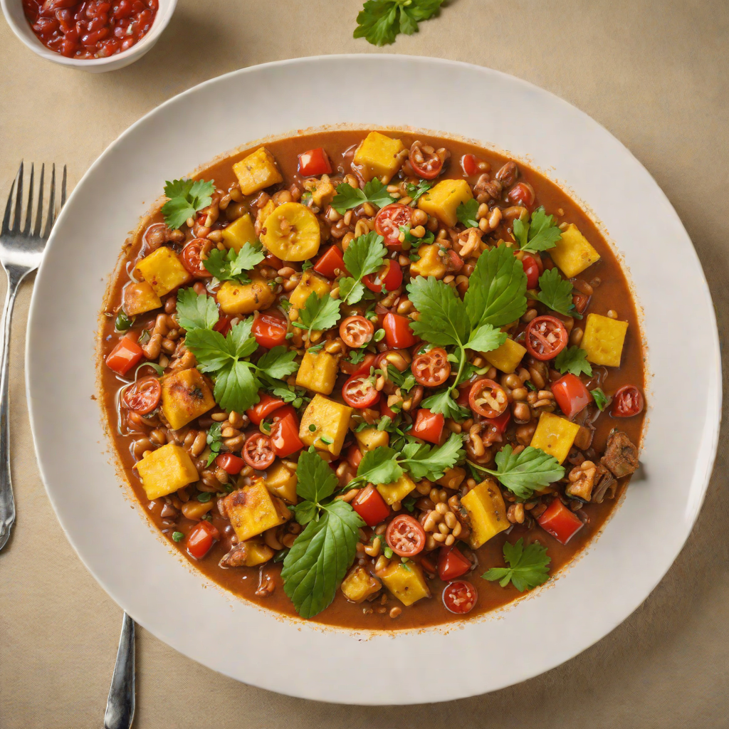 Plantain and Groundnut Stew with Tomato and Chili