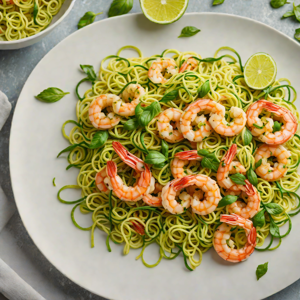 Stir-Fried Shrimp with Zucchini Noodles and Basil