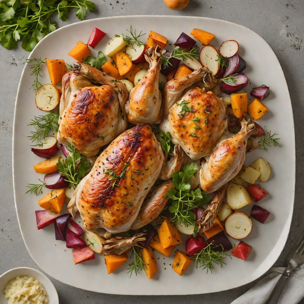 Sheet Pan Appalachia-Inspired Roasted Chicken with Root Vegetables