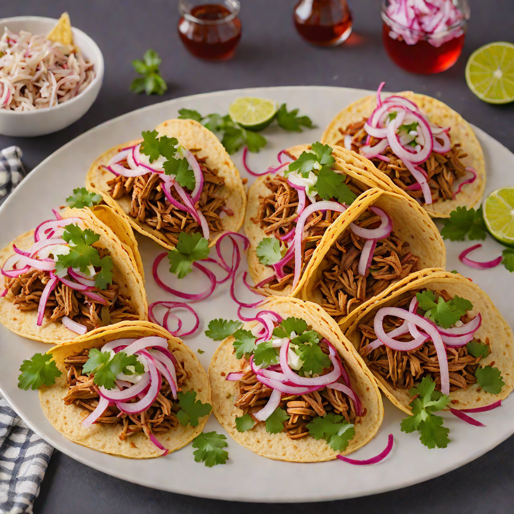 Mezcal-Infused Pulled Pork Tacos with Pickled Red Onion