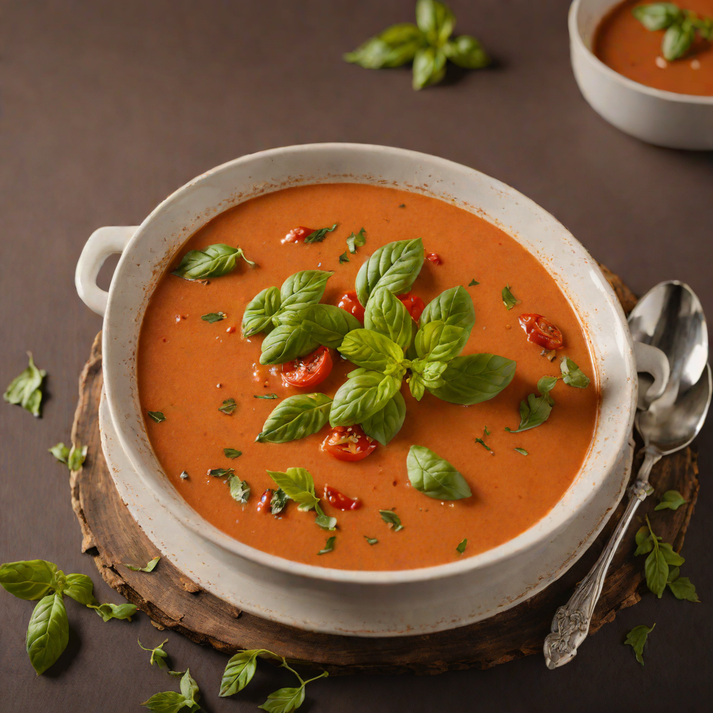 Half-Roasted Tomato and Basil Soup