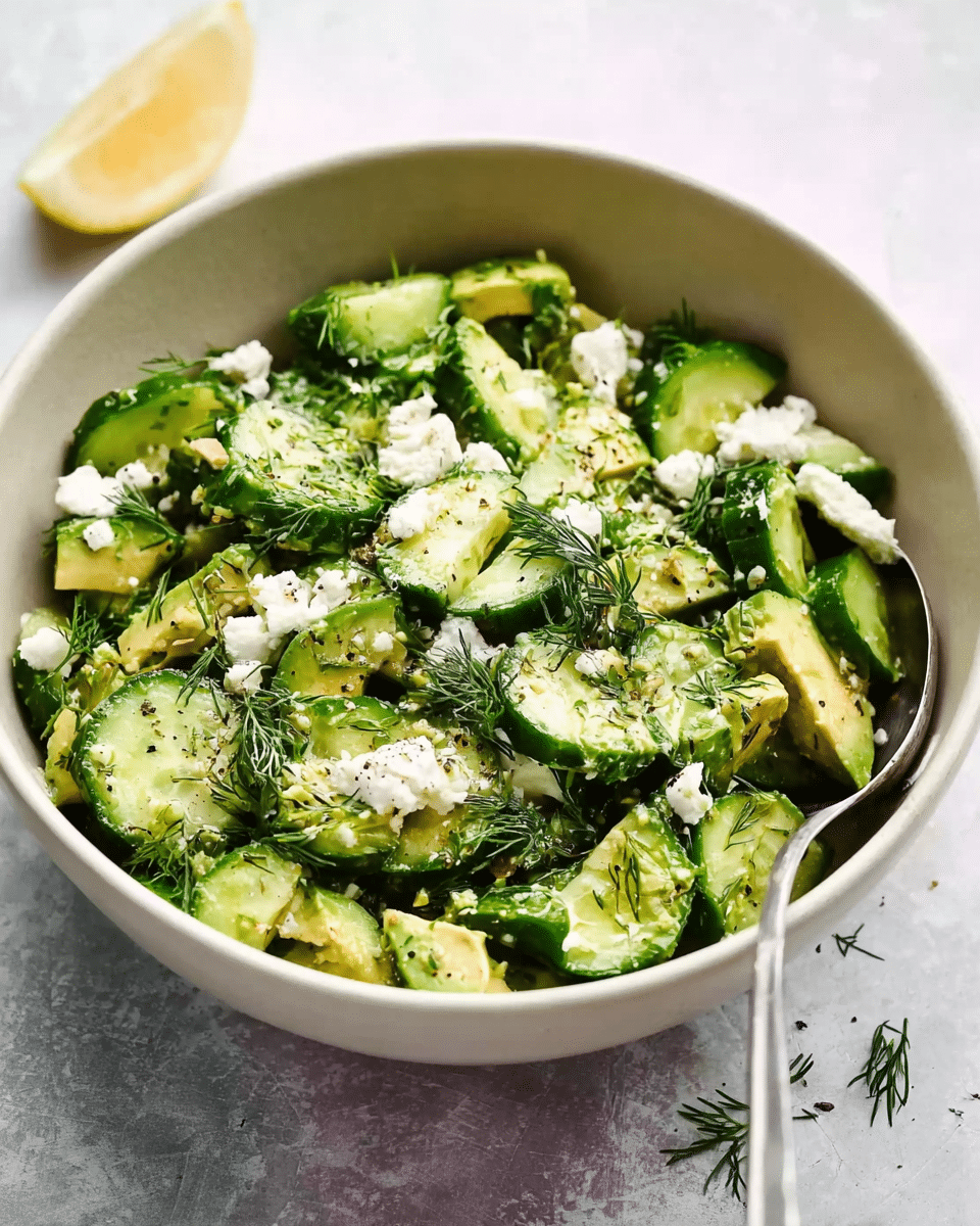Creamy Avocado Cucumber Salad with Lemon-Dill Dressing