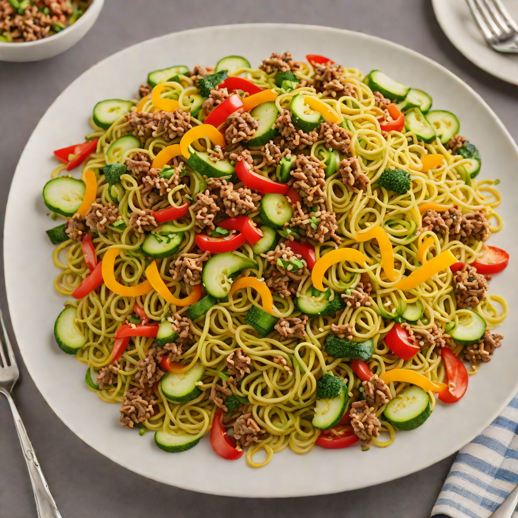 Zucchini Noodle Stir-Fry with Ground Beef and Bell Peppers