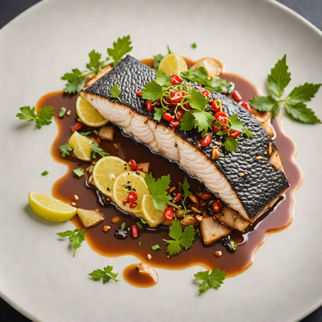 Slow-Cooked Barramundi with Finger Lime and Tamarind Sauce