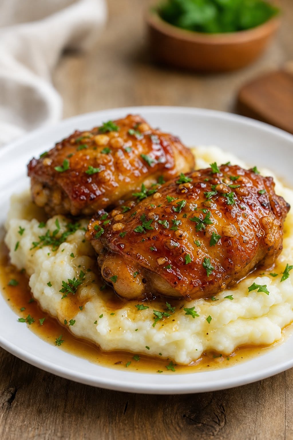 Pan-Seared Chicken Thighs with Garlic-Chili Butter Sauce