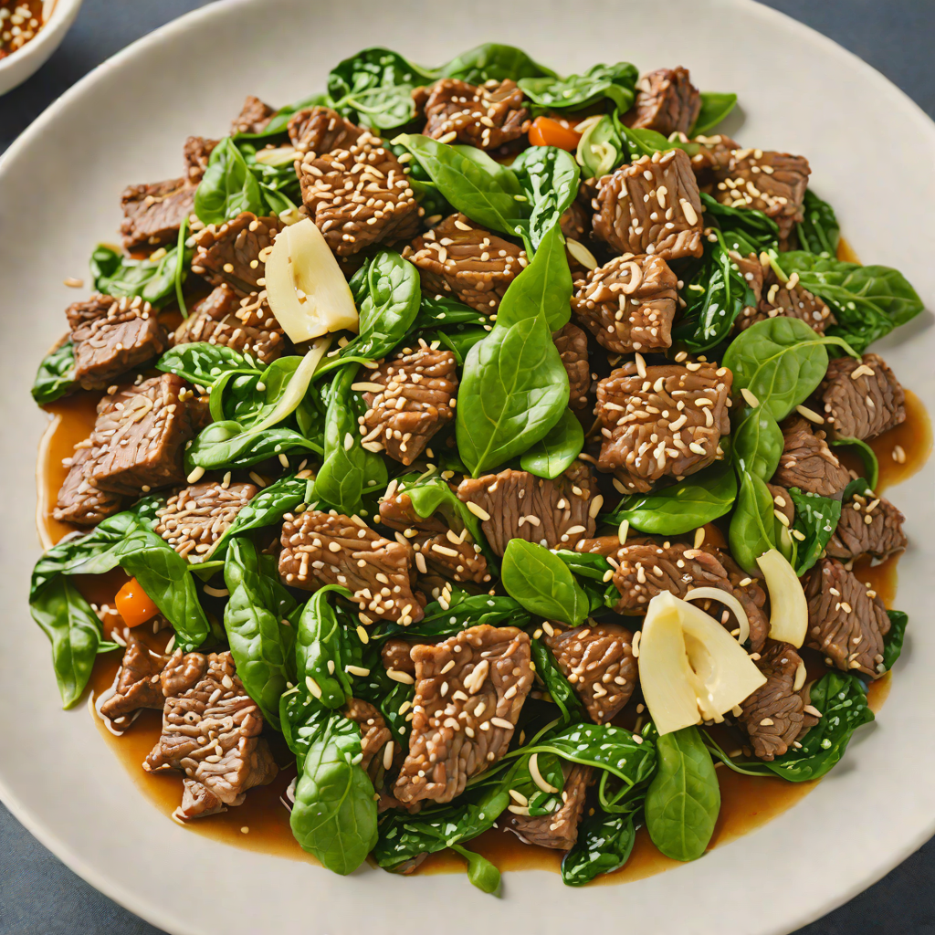Stir-Fried Korean Beef with Spinach and Garlic