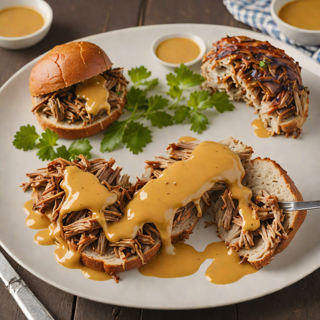 Slow-Smoked Pulled Pork Shoulder with Tangy Mustard Barbecue Sauce