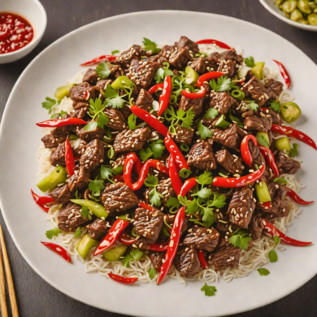 Stir-Fried Szechuan Beef with Garlic and Chili Peppers
