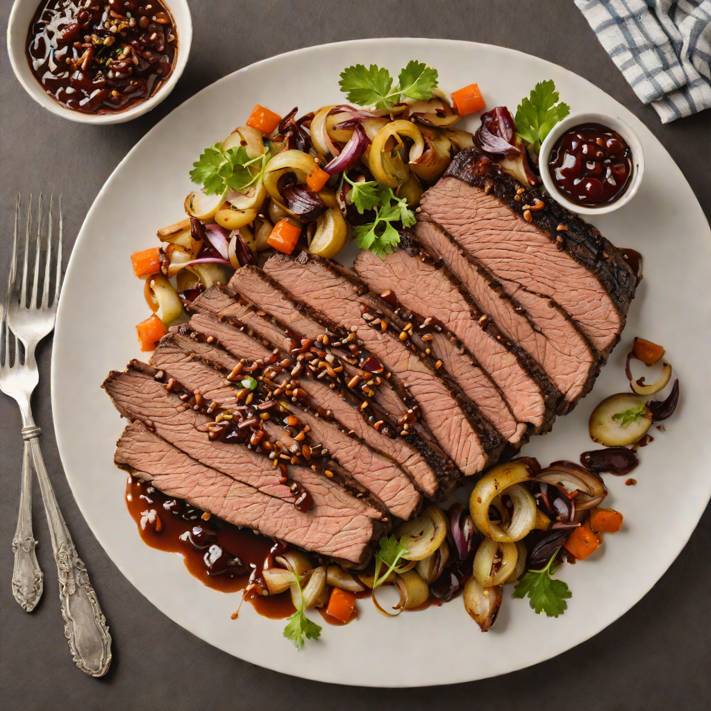 Grilled Bourbon-Glazed Beef Brisket with Charred Onion Relish
