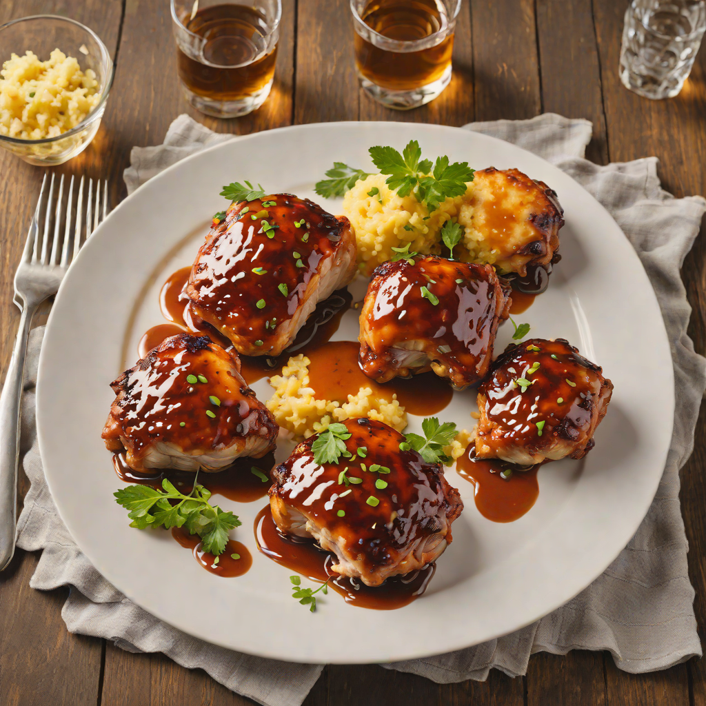 Fire-Roasted BBQ Chicken Thighs with Whiskey Glaze and Cornbread
