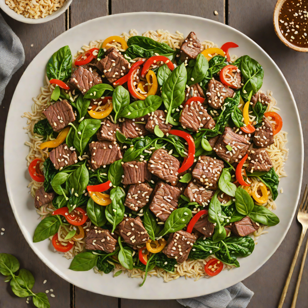 Beef and Spinach Stir-Fry with Sesame-Ginger Sauce