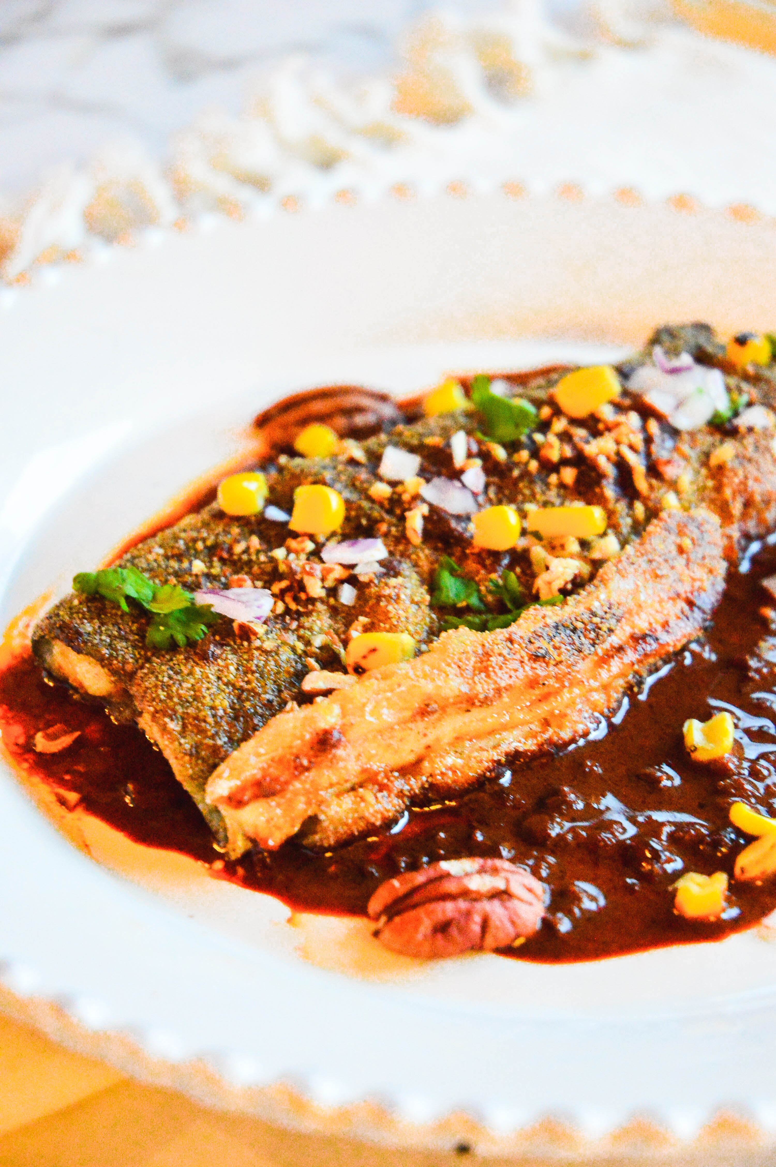 Pan-Seared Trout with Kashmiri Dry Red Chili and Mustard Oil Glaze