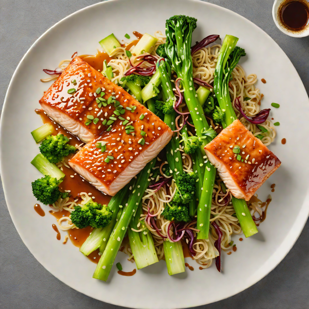 Honey-Soy Glazed Salmon with Ginger Sesame Stir-Fried Bok Choy