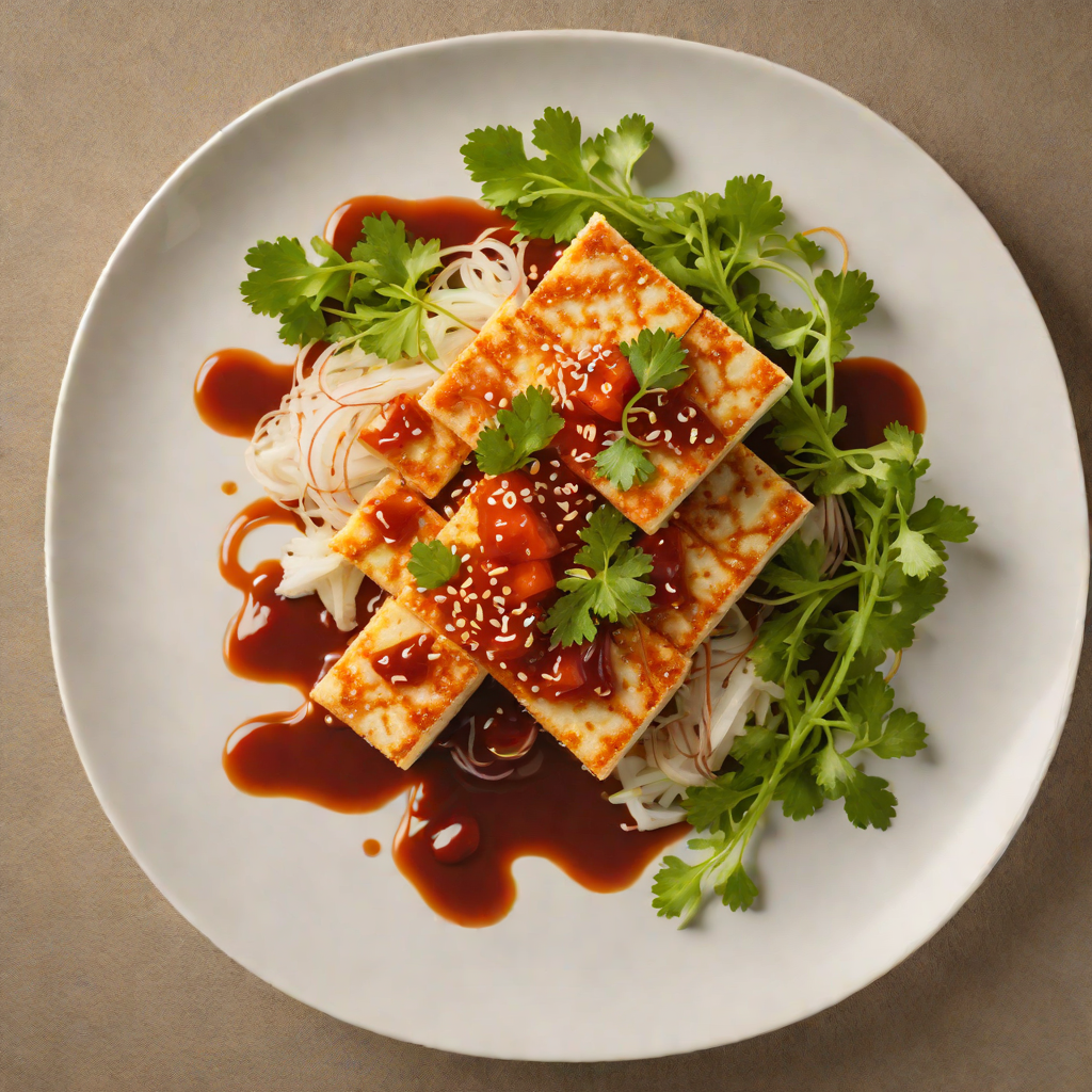 Pan-Seared Tofu with Spicy Gochujang Sauce and Pickled Daikon