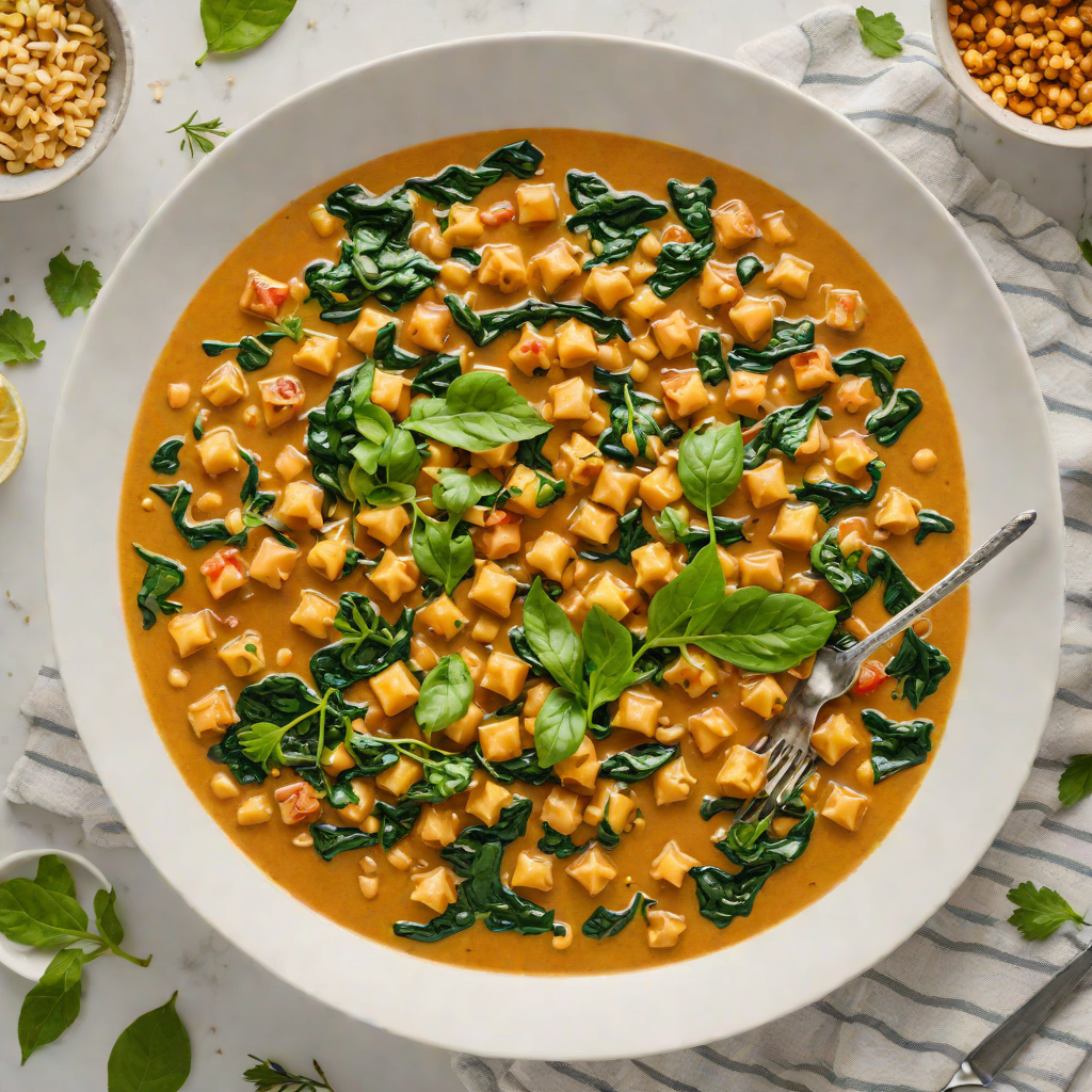 Hidden-Spiced Chickpea and Spinach Stew with Coconut Milk