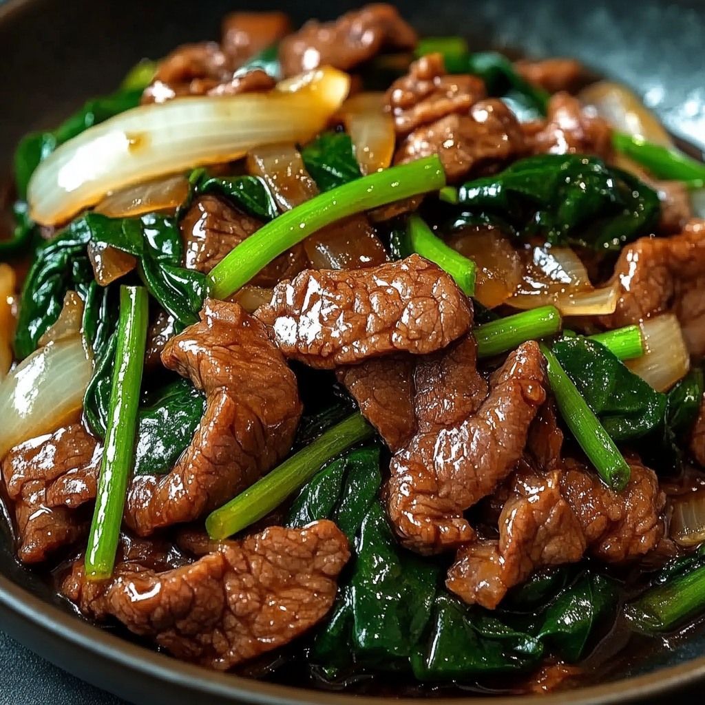 Stir-Fried Beef with Garlic and Scallions in Hoisin Sauce