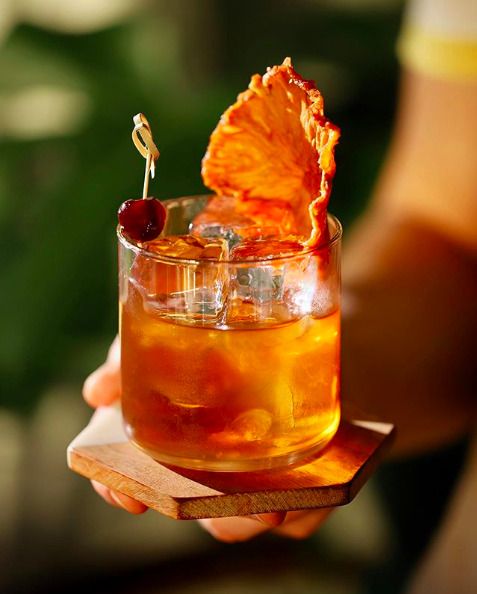 Rum Pineapple Old Fashioned with Spiced Bitters