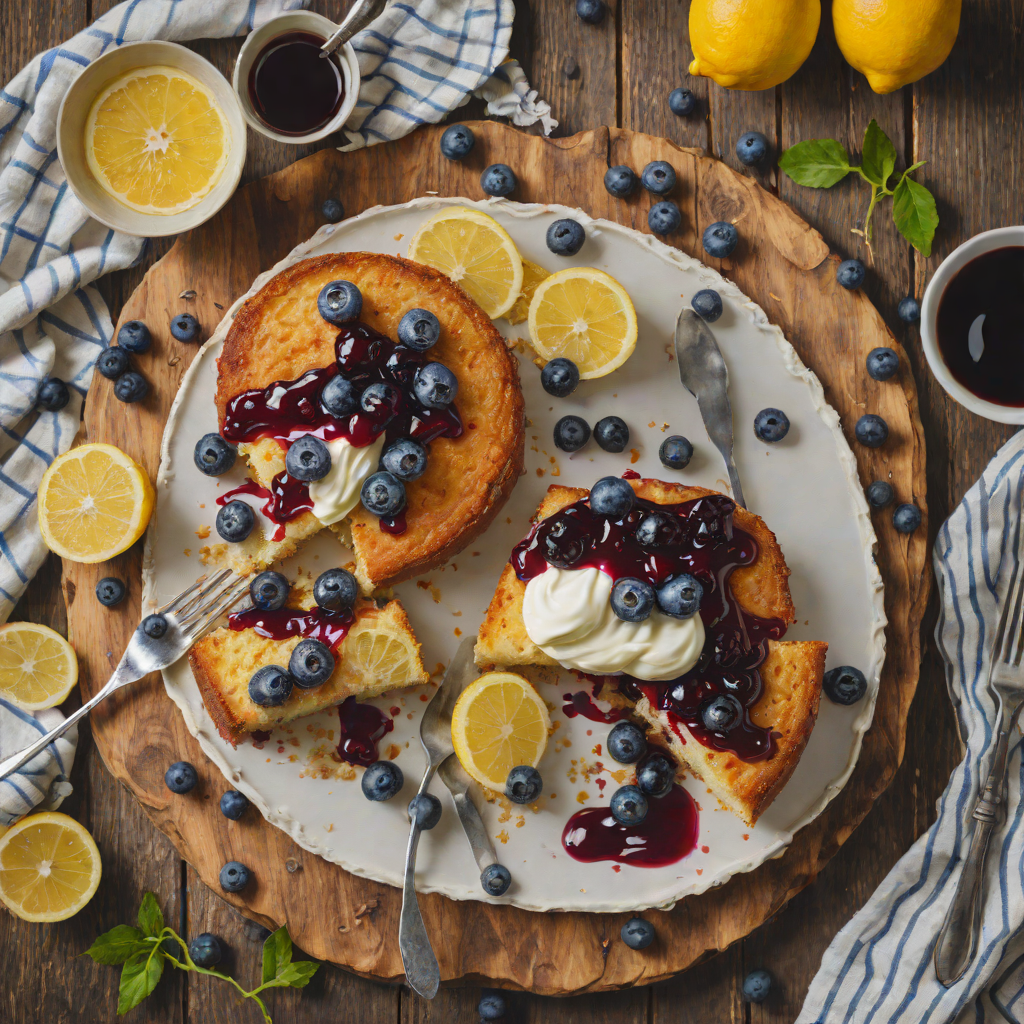 One-Bowl Lemon Yogurt Cake with Blueberry Compote