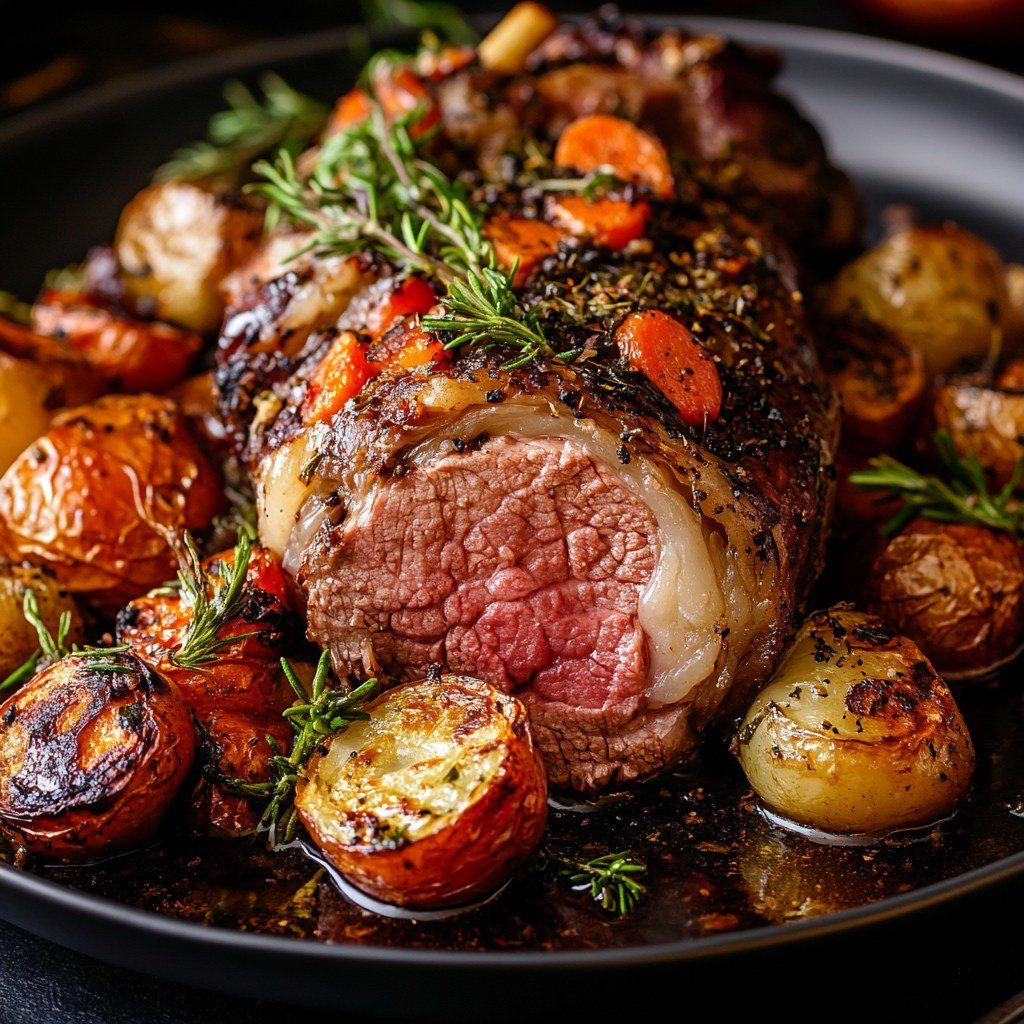 Slow-Cooked Lamb Shoulder with Wattleseed and Root Vegetables